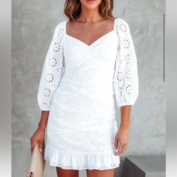 Forget You Not Cotton Eyelet Mini Dresss - Picture 1 of 5